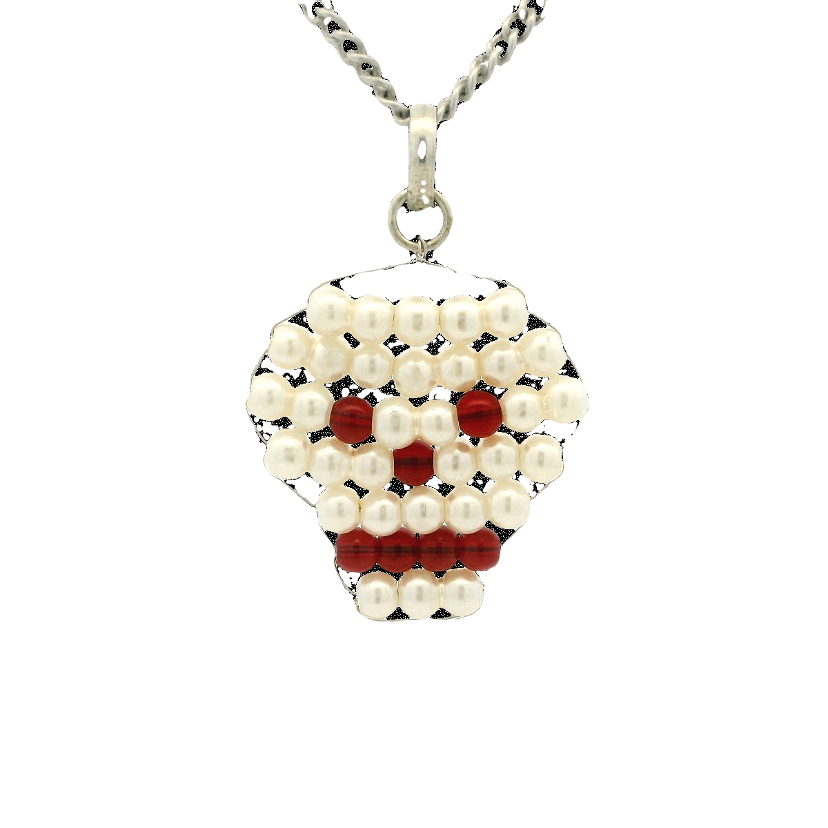 Pearl & Garnet Gemstone Beaded Pendant Bp1010