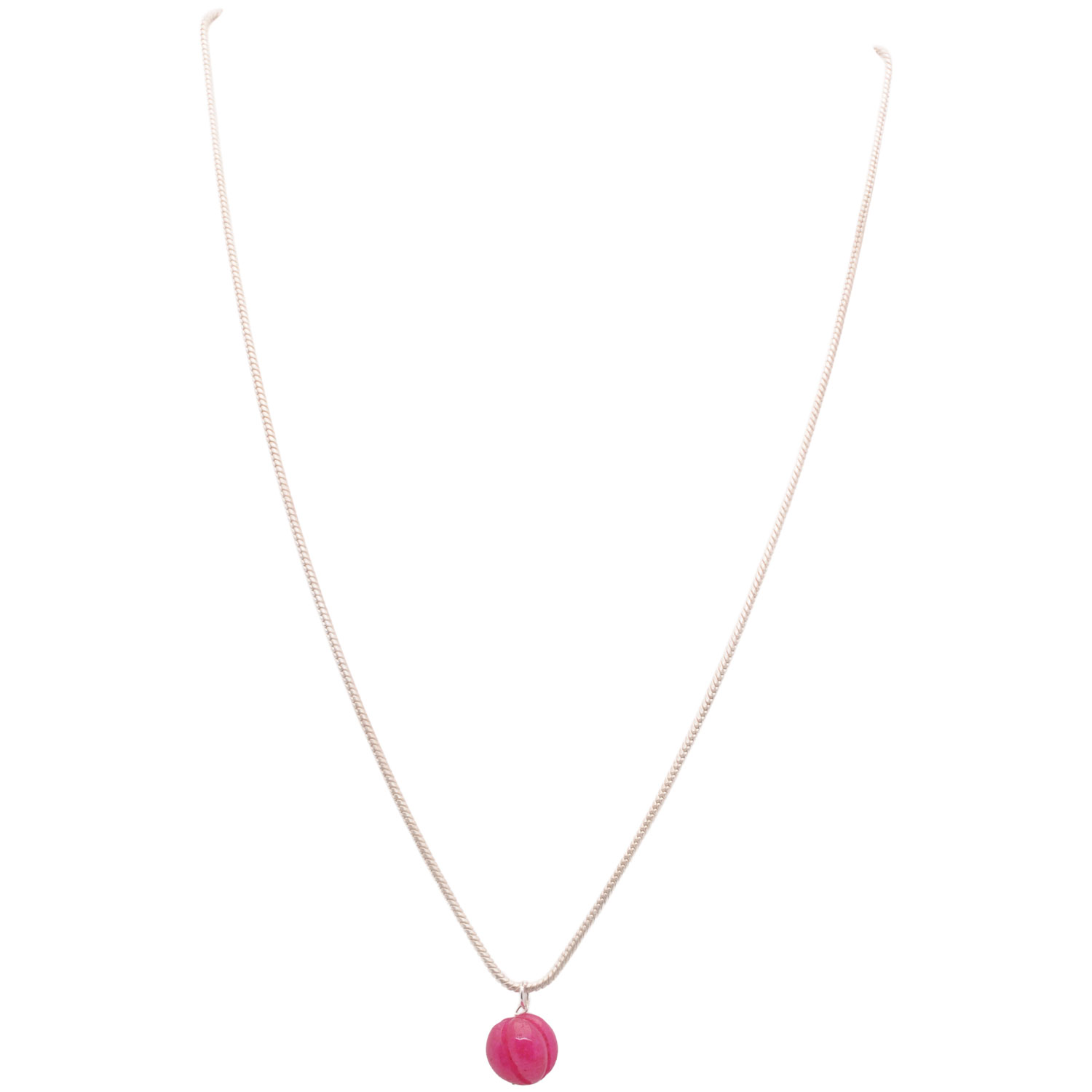 Ruby Gemstone Pumpkin Bead Attached With Silver Chain Bp1014