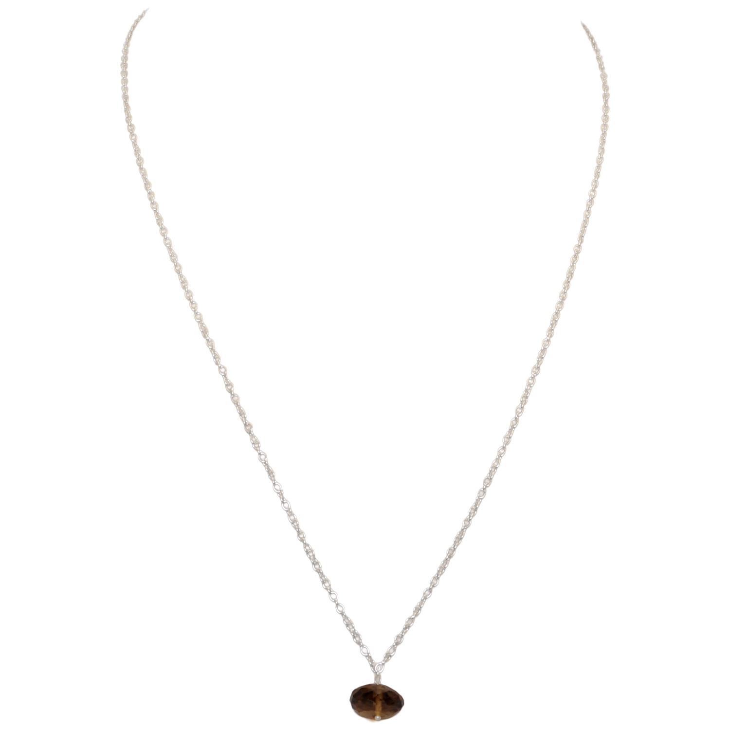 Smoky Gemstone Attached With Silver Chain Bp1030
