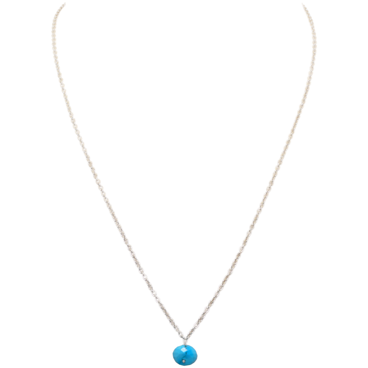 Turquoise Gemstone Attached With Silver Chain Bp1033