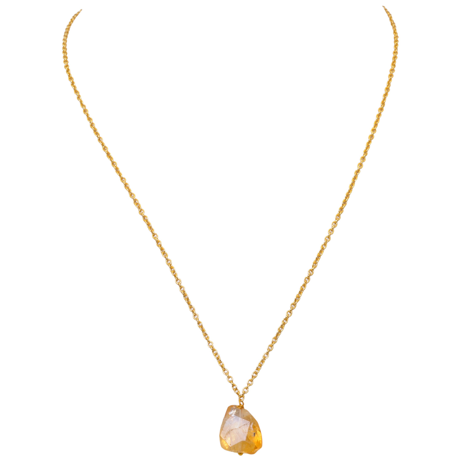 Citrine Gemstone Attached With Gold Rhodium Plating Chain Bp1046