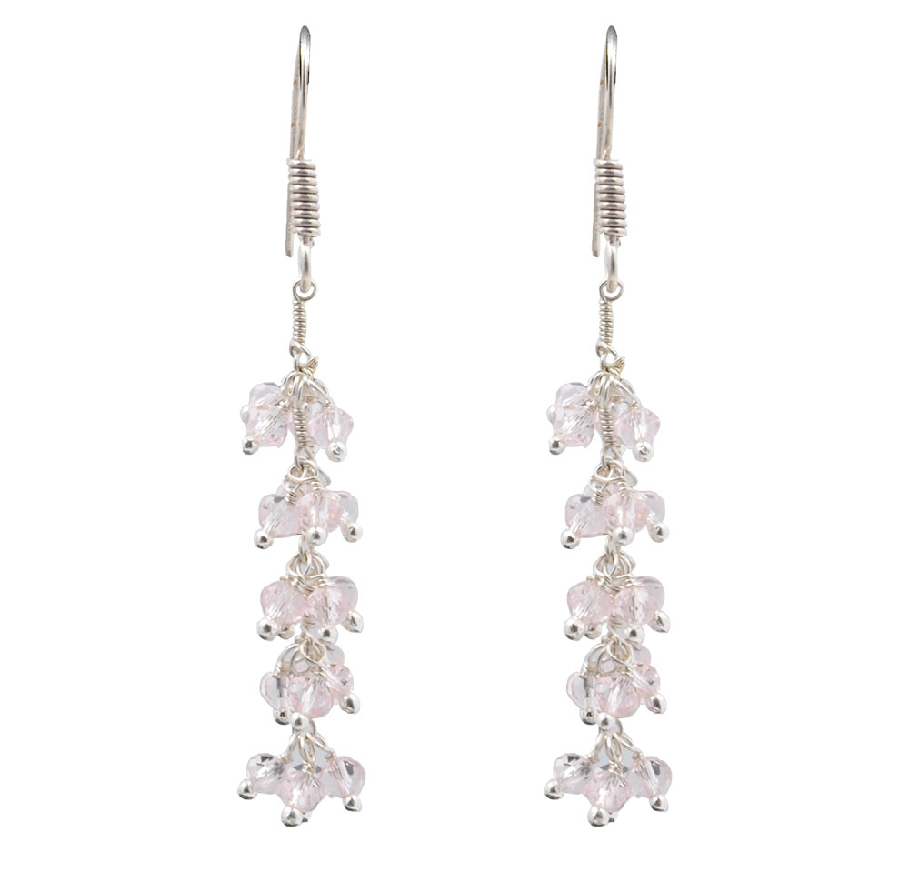 Pink Kunzite Zircon Beads Earrings CE-1001