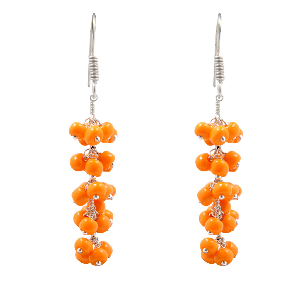 Carnelian Zircon Beads Earrings CE-1005
