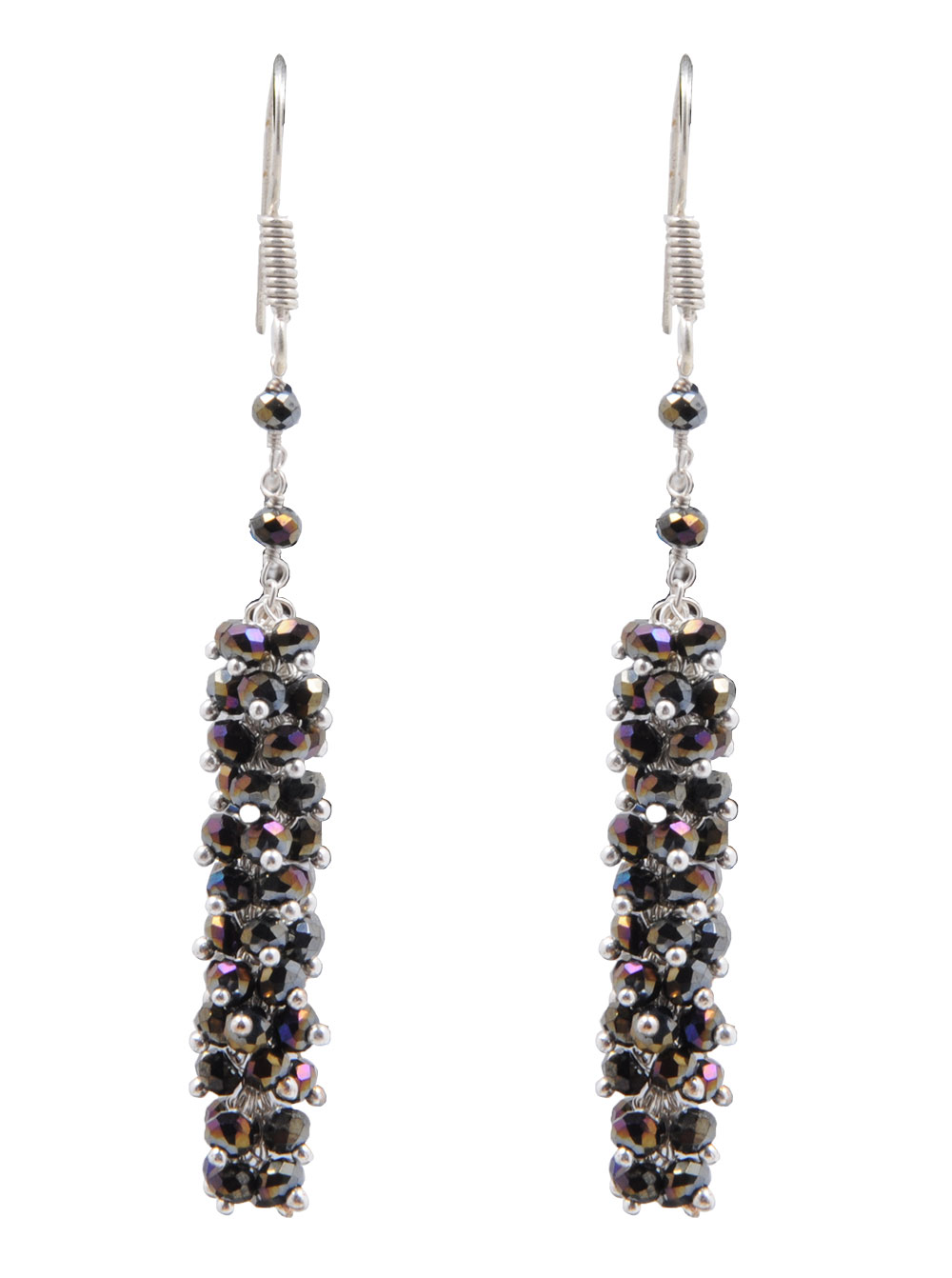 Black Rainbow Iris Metallic Zircon Beads Earrings CE-1014