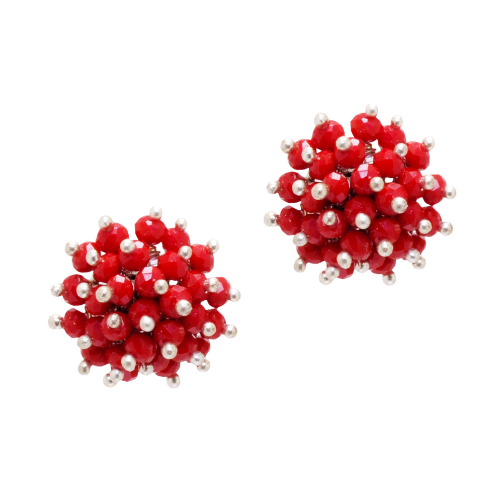 Ruby Zircon Beads Earrings CE-1018