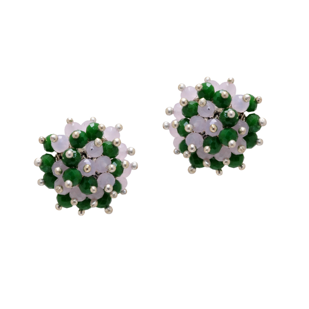 Rose Quartz & Emerald Zircon Beads Earrings CE-1023