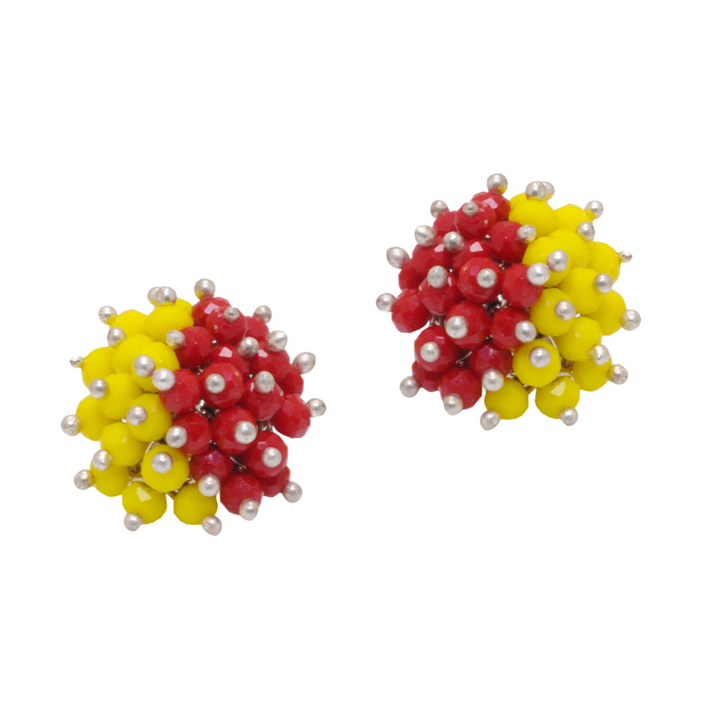 Ruby & Chalcedony Zircon Beads Earrings CE-1029