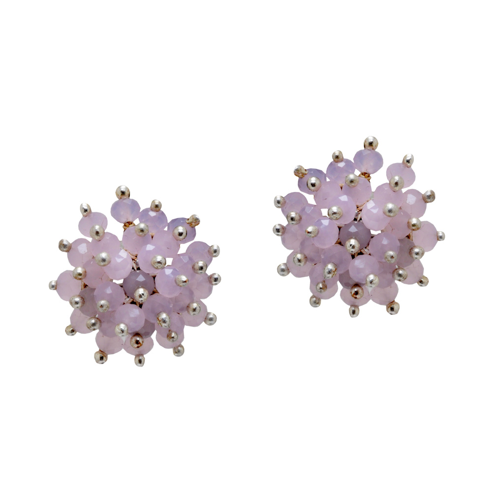 Rose Quartz Zircon Beads Earrings (Studs) CE-1032