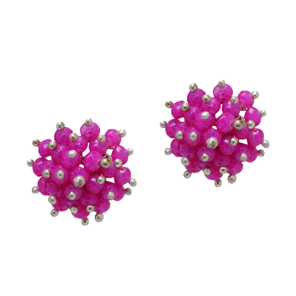 Pink Chalcedony Zircon Beads Earrings CE-1034