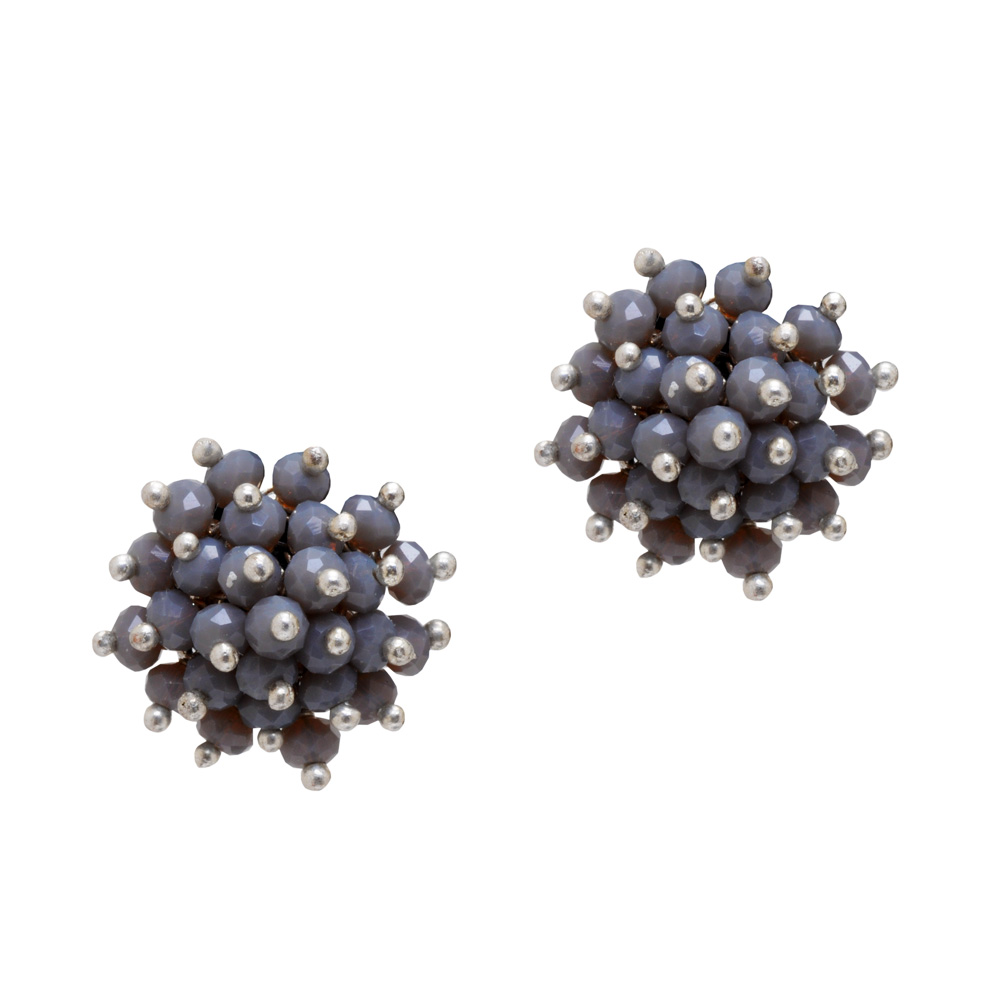 Grey Color Corundum Zircon Beads Earrings CE-1035