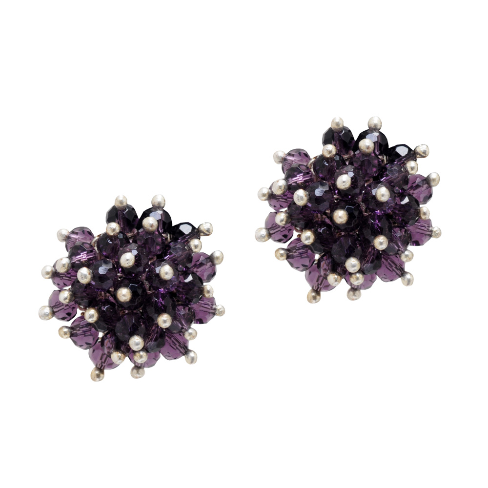 Amethyst Zircon Beads Earrings (Tops) CE-1038