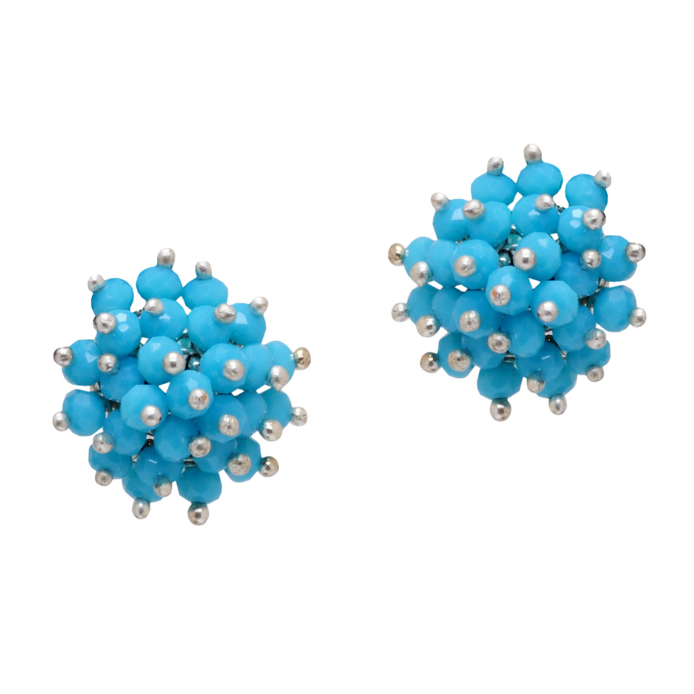 Blue Chalcedony Zircon Beads Earrings CE-1039