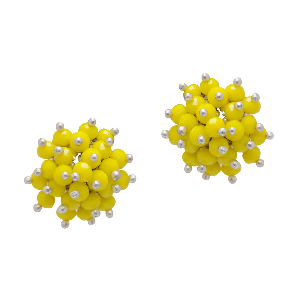 Yellow Chalcedony Zircon Beads Earrings CE-1040