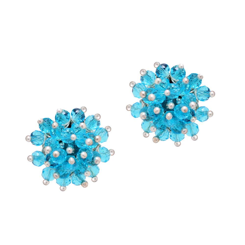 Swiss Blue Topaz Zircon Beads Earrings CE-1043