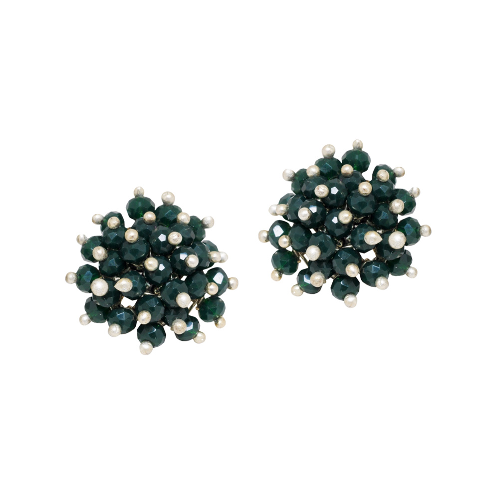 Dark Color Emerald Zircon Beads Earrings CE-1044
