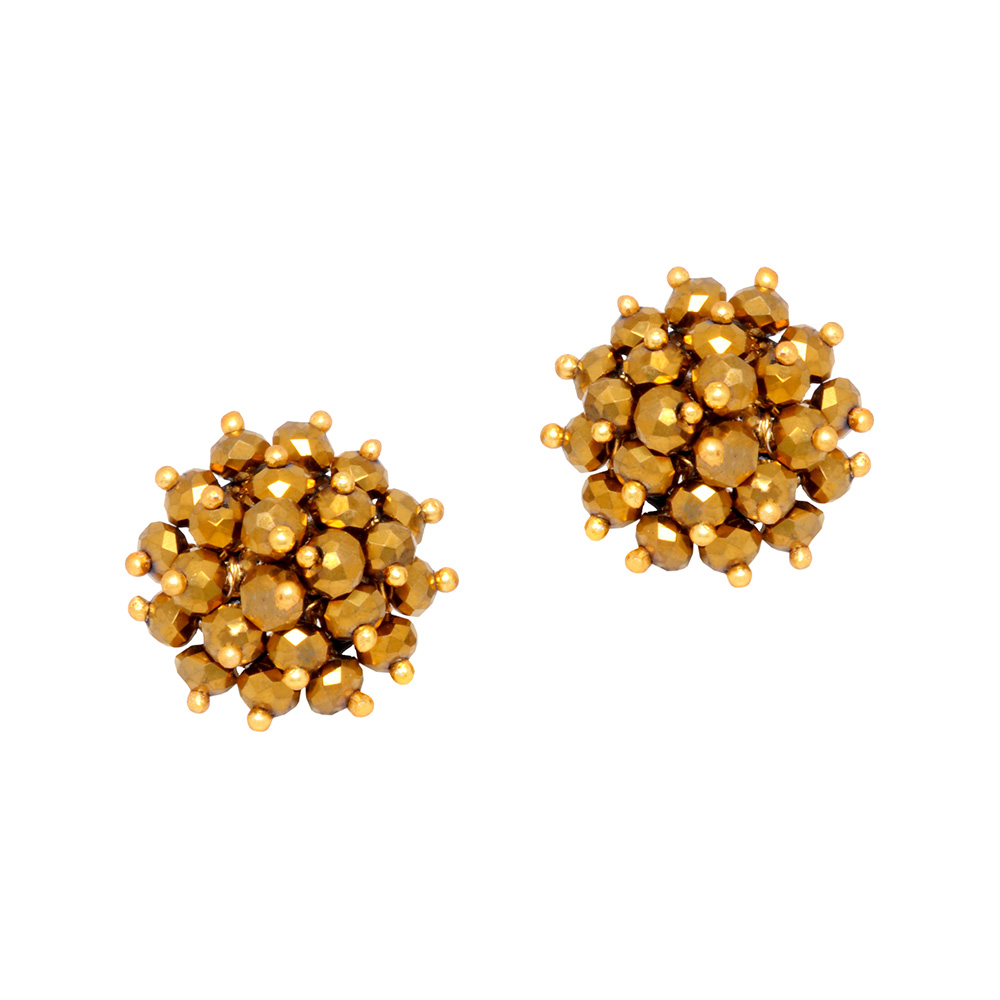Golden Pyrite Zircon Beads Earrings (Tops) CE-1050