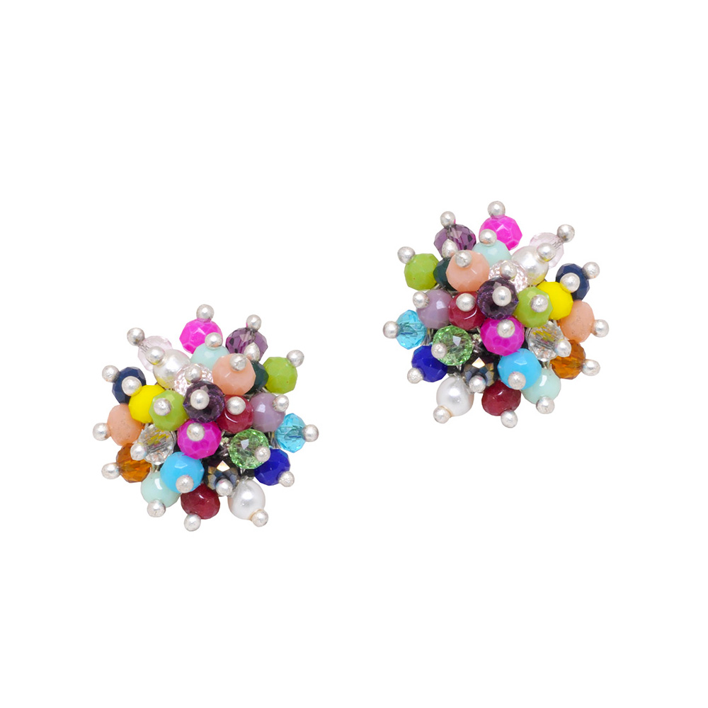 Multi Color Stone Zircon Beads Earrings (Multicolor) CE-1052