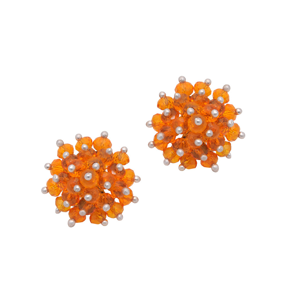 Mandarin Garnet Zircon Beads Earrings CE-1054