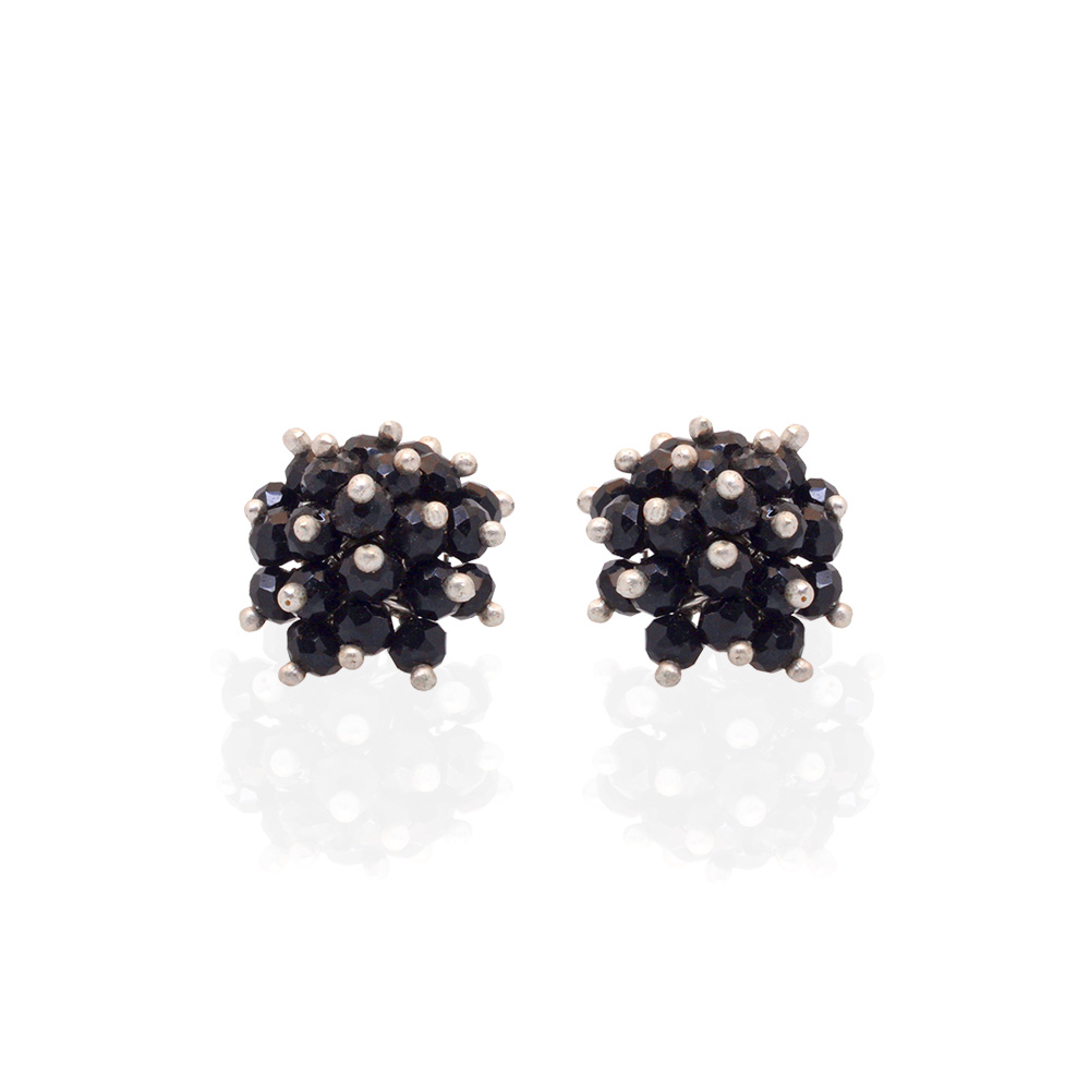 Black Spinel Zircon Beads Earrings (Tops) CE-1059