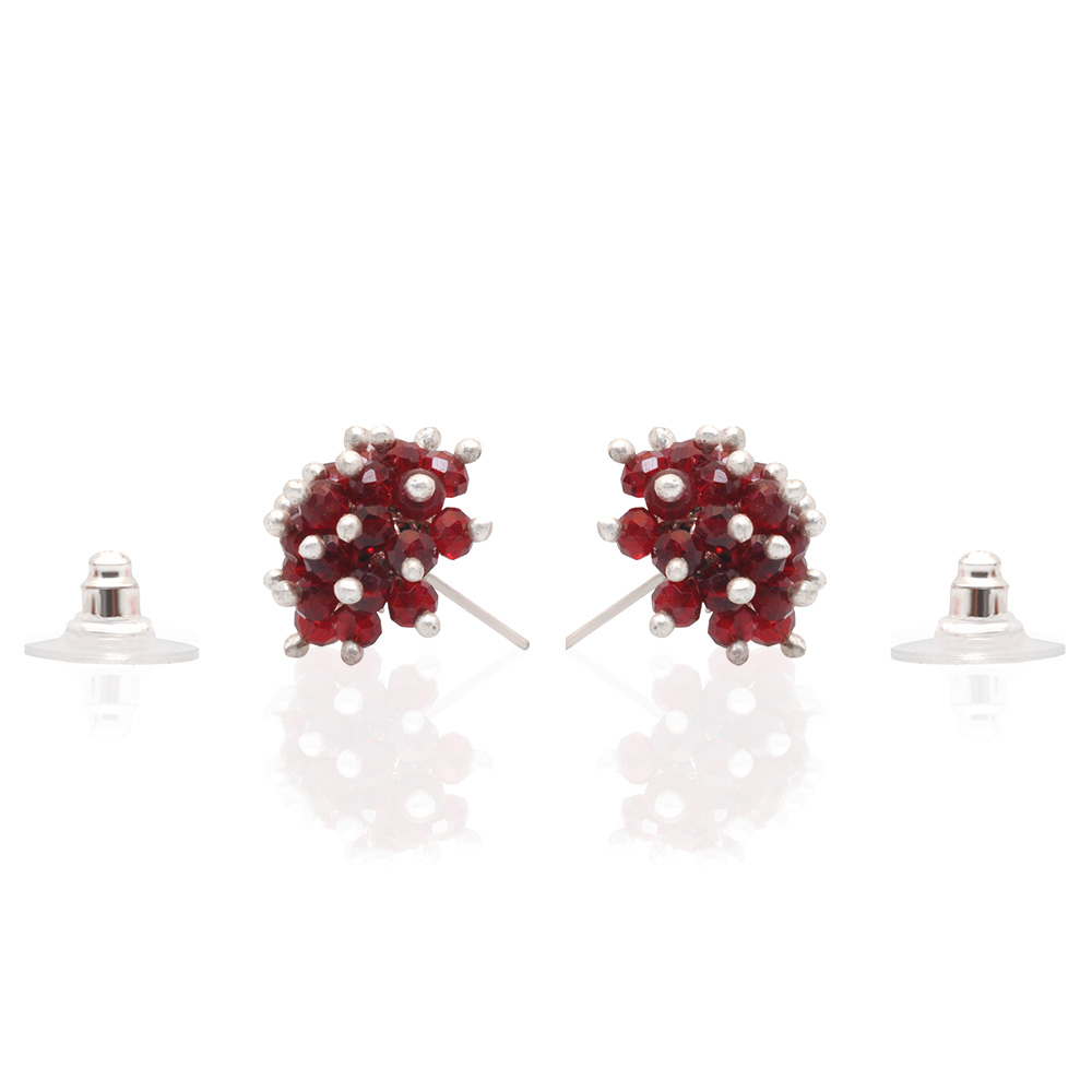 Hot Ruby Red Zircon Beads Earrings CE-1061