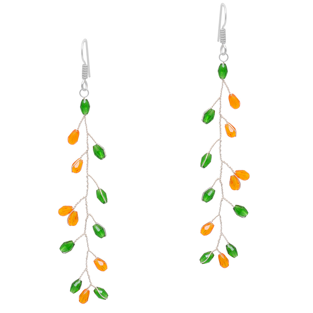 T-Savorite & Mandarin Garnet Zircon Beads Earrings CE-1064
