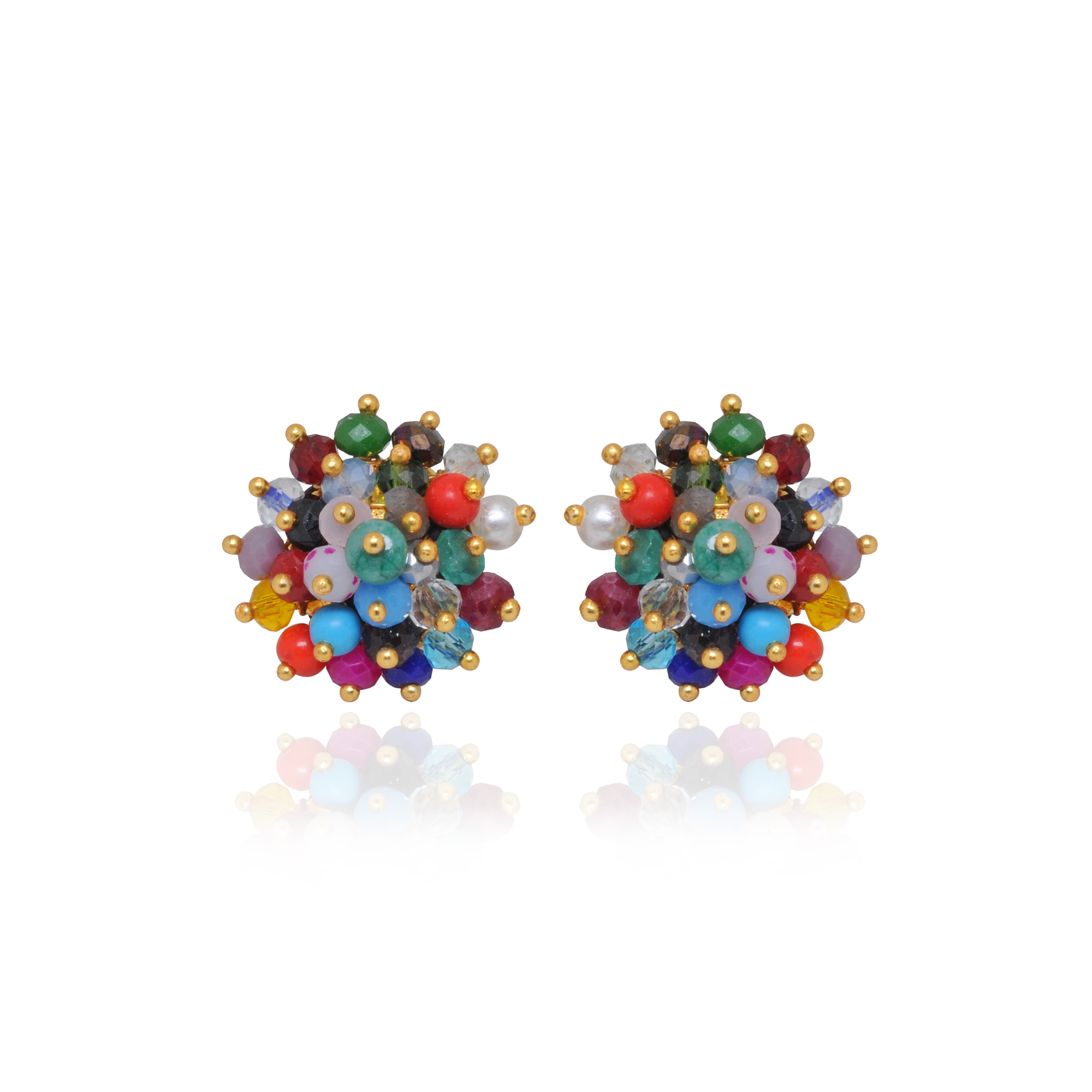 Multi Color Stone Zircon Beads Earrings (Studs) CE-1070