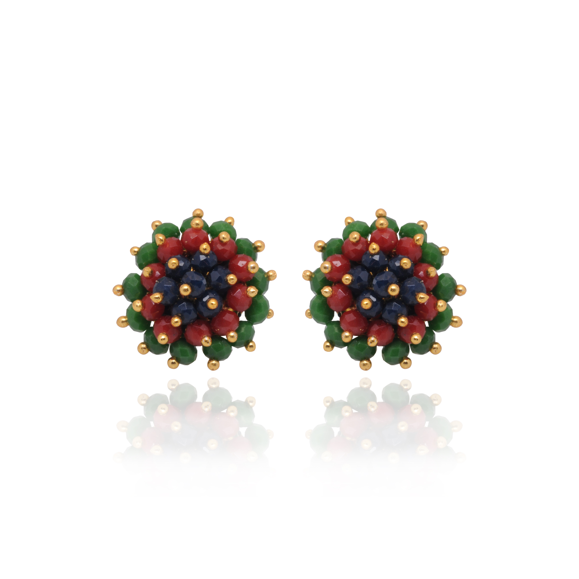 Emerald Ruby Sapphire Zircon Beads Earrings CE-1077