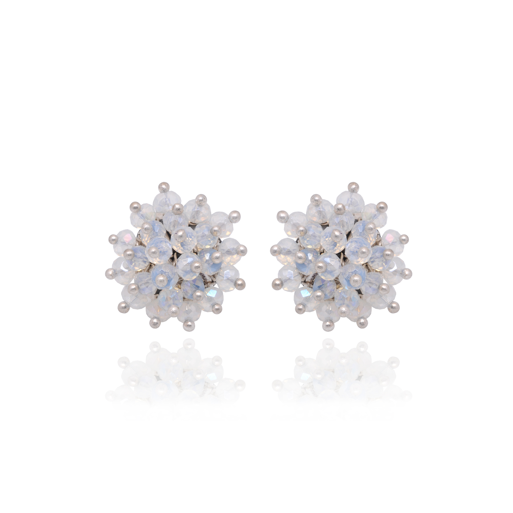 White Rainbow Zircon Beads Earrings (Tops) CE-1079