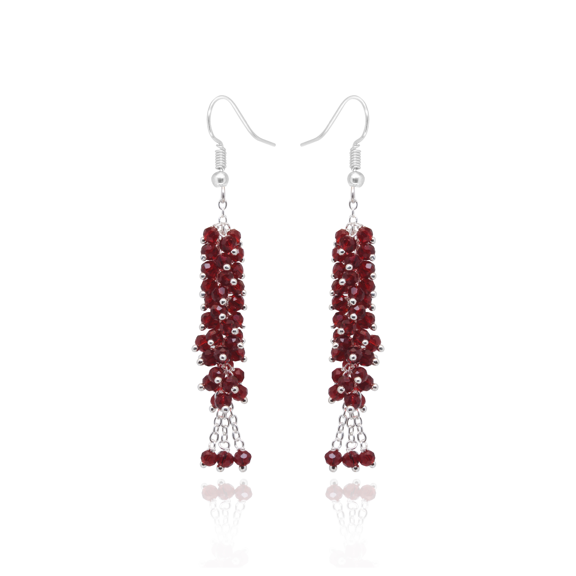 Red Garnet Color Zircon Bead Earrings CE-1080