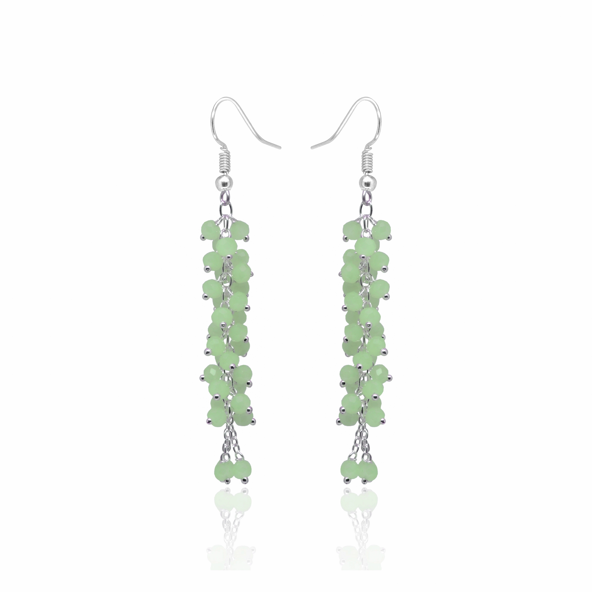 Green Chalcedony Color Zircon Bead Earrings CE-1082