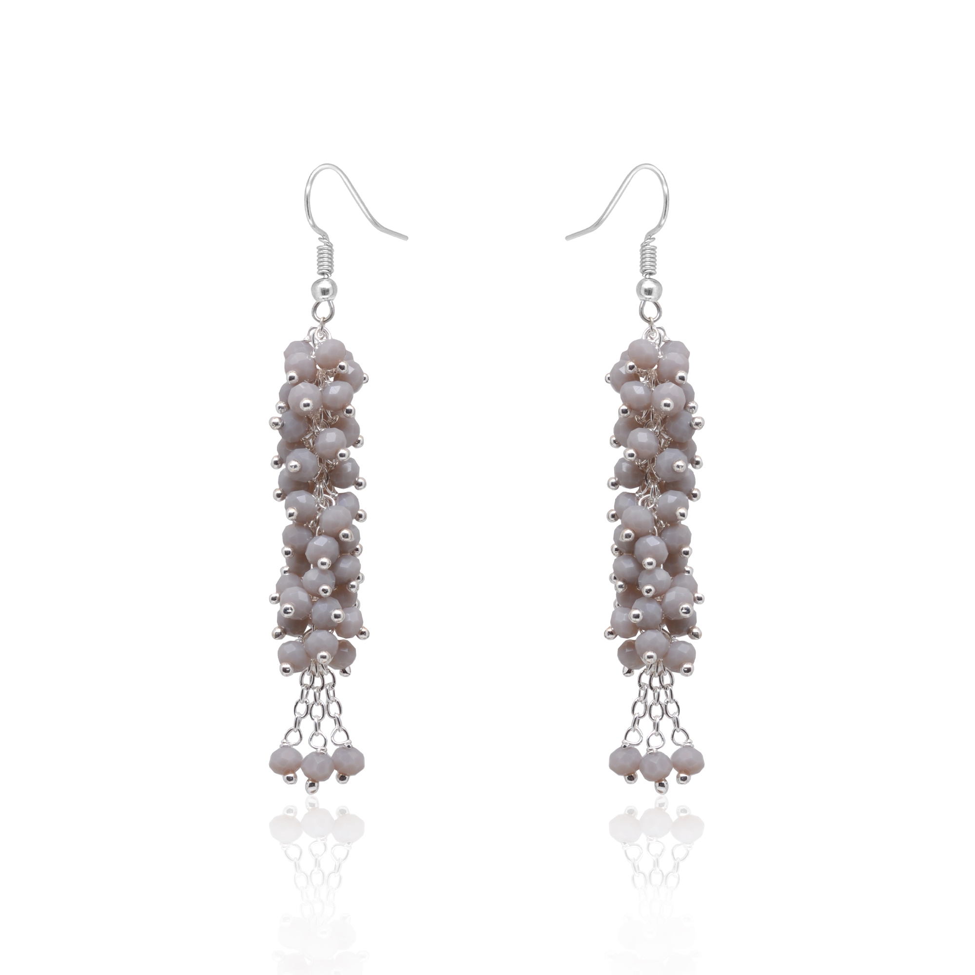 Grey Chalcedony Color Zircon Bead Earrings CE-1083