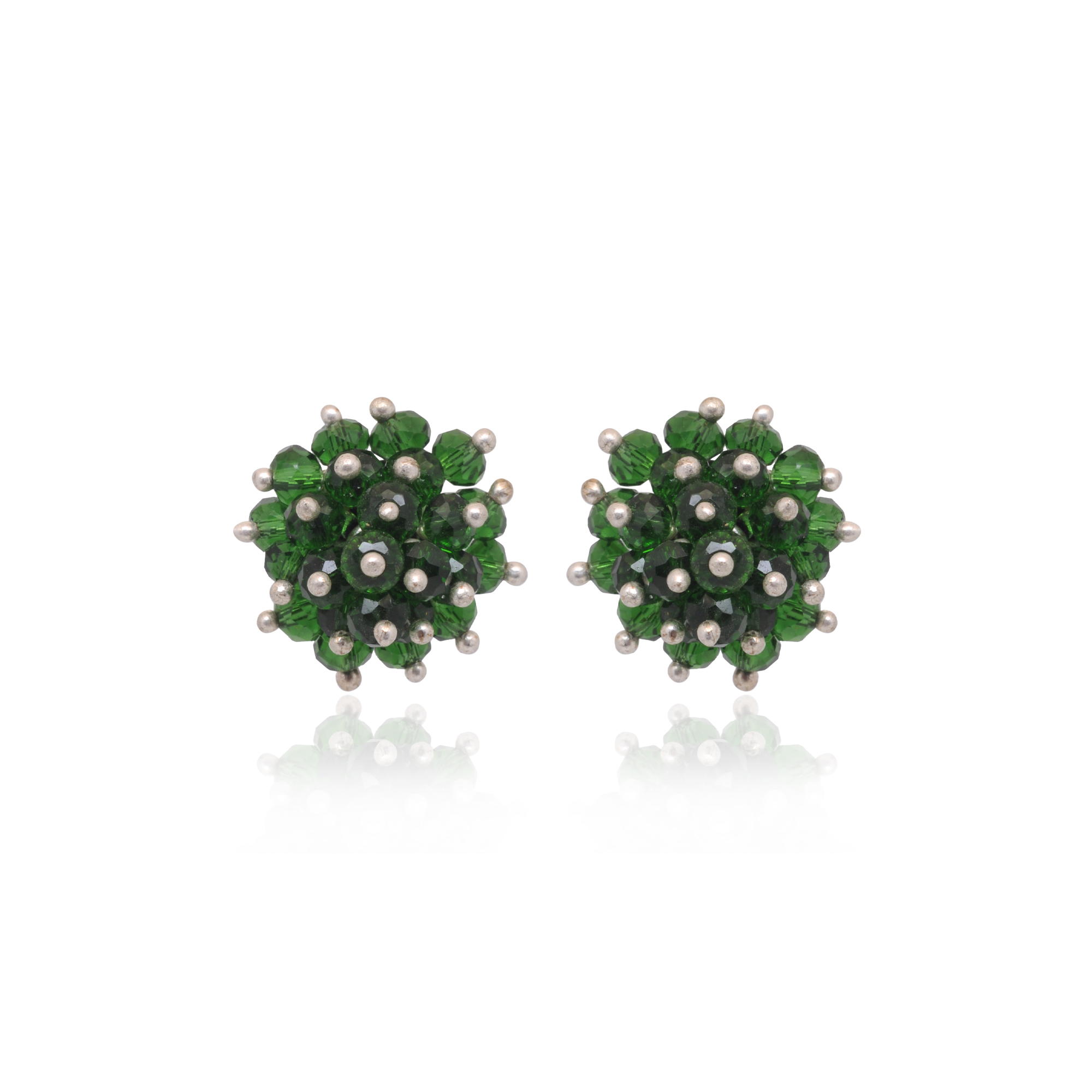 Emerald Green Color Beaded Stud Style Earrings CE-1089