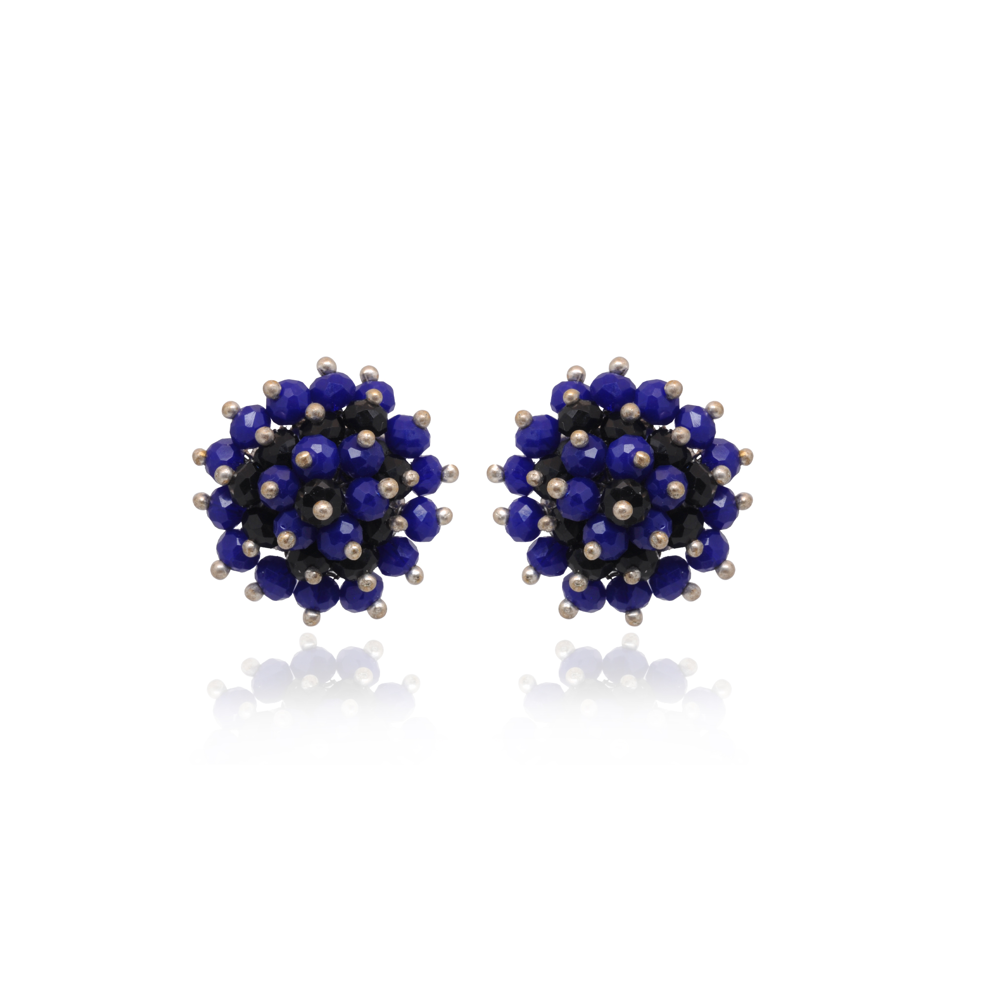 Lapis Blue Color Beaded Stud Style Earrings CE-1090