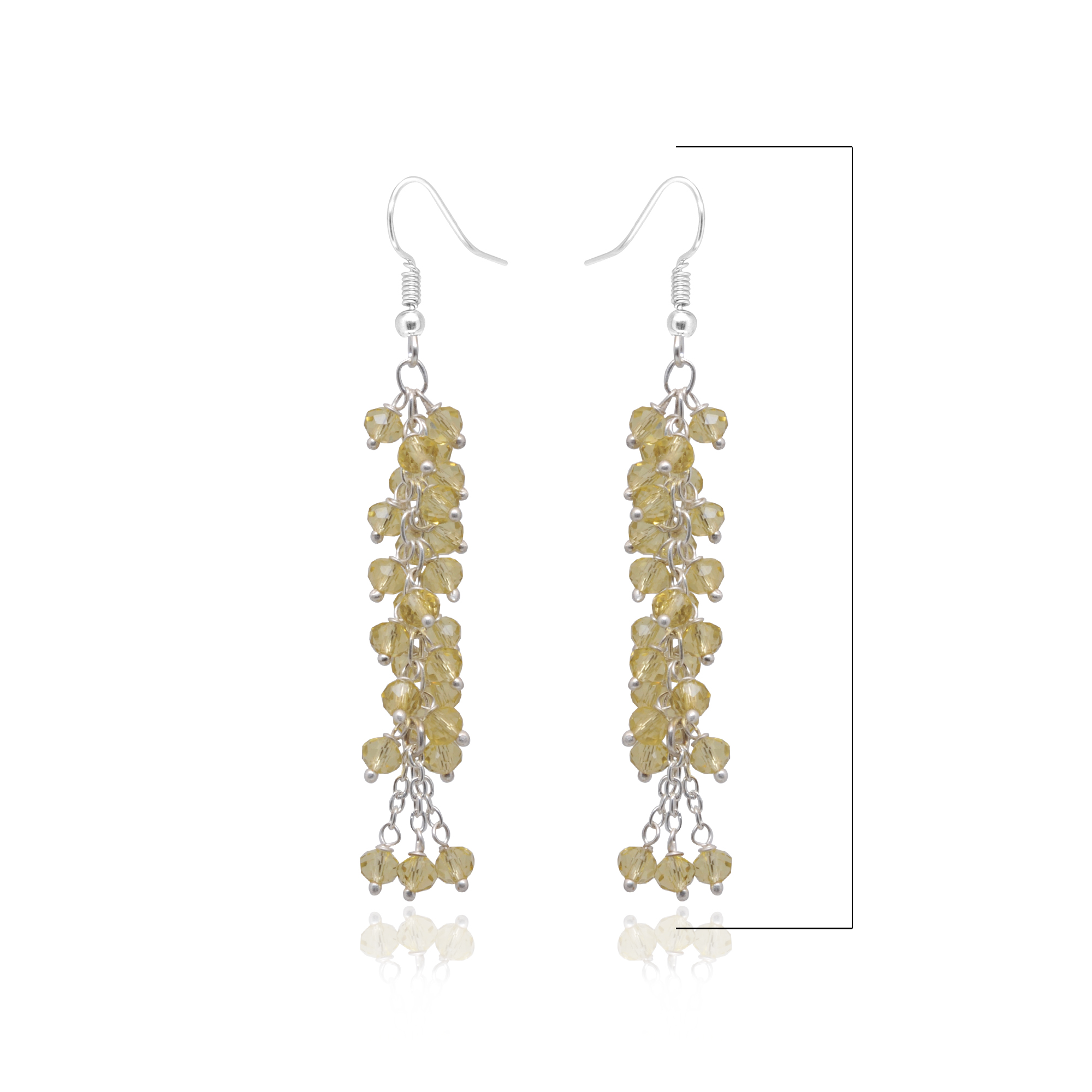Lemon Topaz Color Beaded Dangle Drop Style Earrings CE-1093