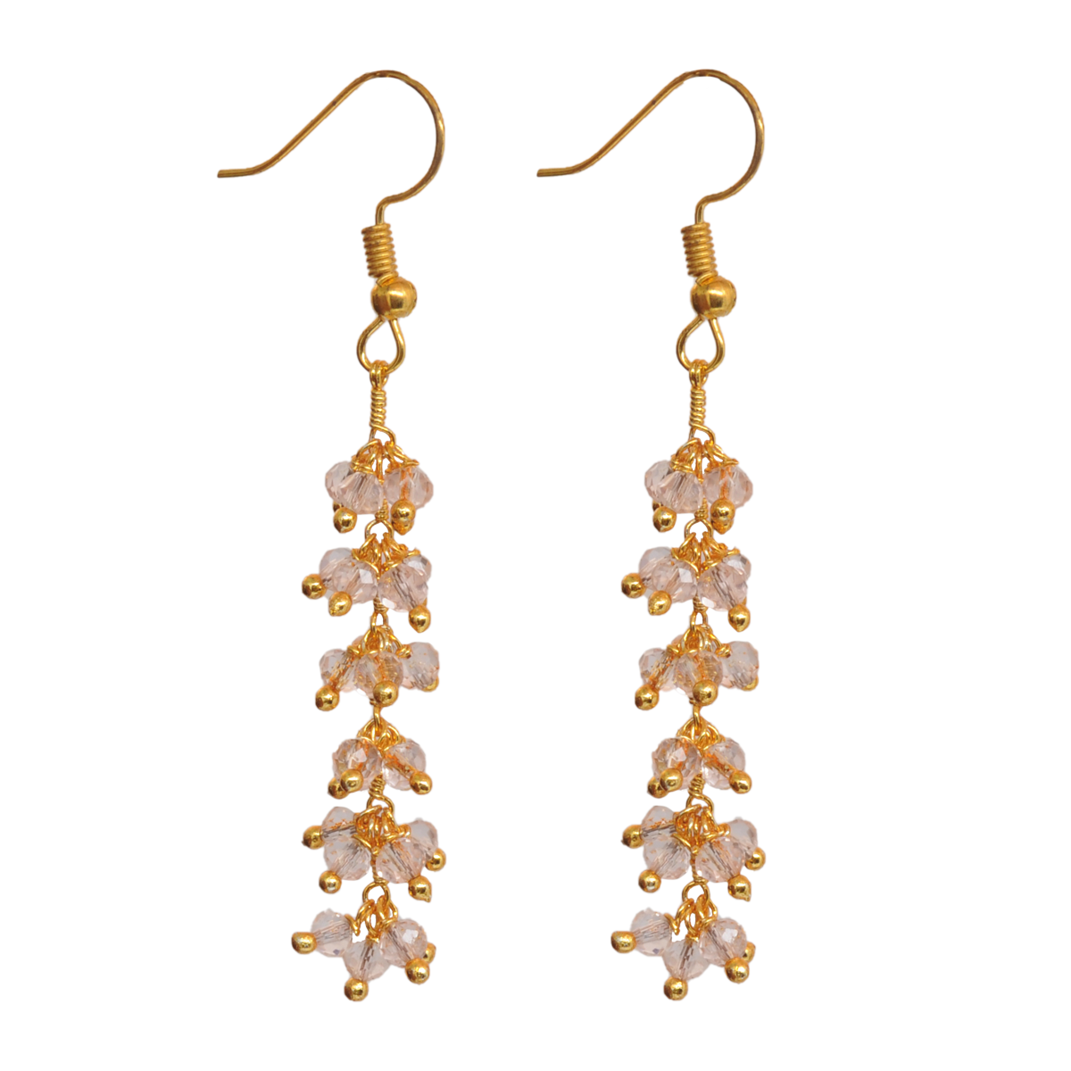 Rose Quartz Zircon Beads Earrings (Studs) CE-1105
