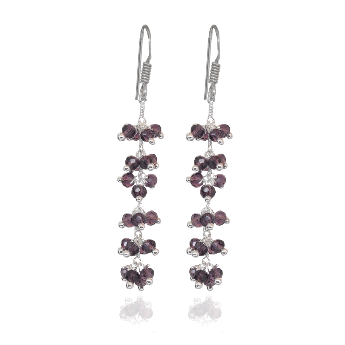 Amethyst Zircon Beads Dangle Drop Style Earrings CE-1108
