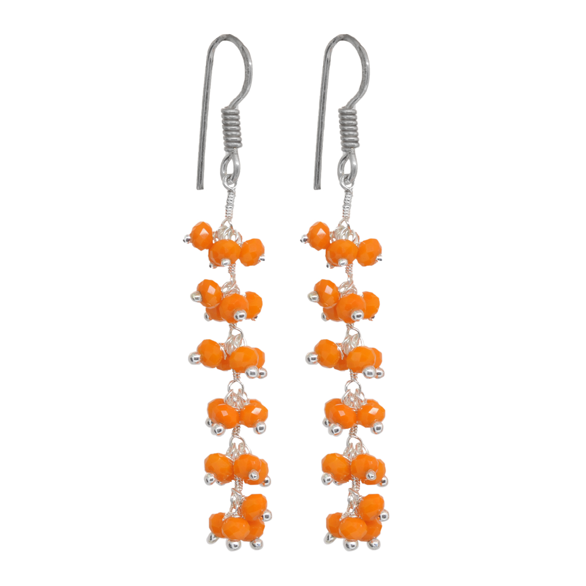 Orange Color Zircon Beads Dangle Drop Style Earrings CE-1109