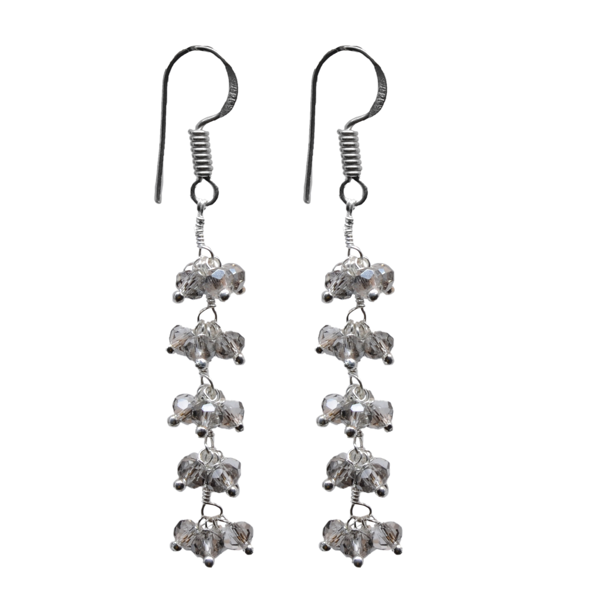 Black Rutile Zircon Beads Dangle Drop Style Earrings CE-1113