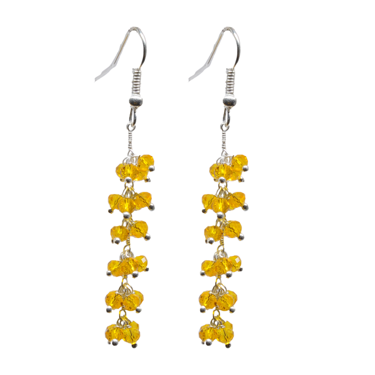 Yellow Sapphire Zircon Beads Dangle Style Earrings CE-1128