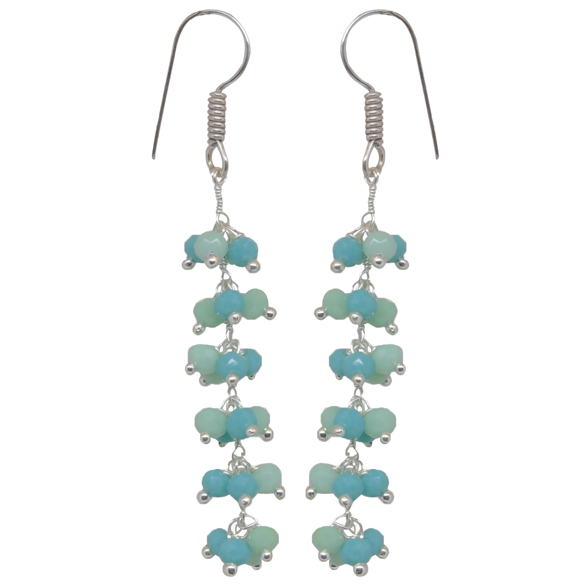 Turquoise & Chalcedony Zircon Beads Dangle Style Earrings CE-1130