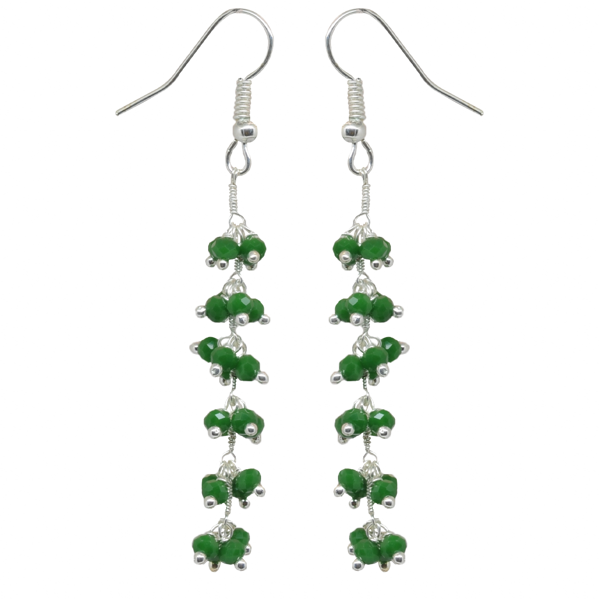 Emerald Green Zircon Beads Dangle Drop Style Earrings CE-1132