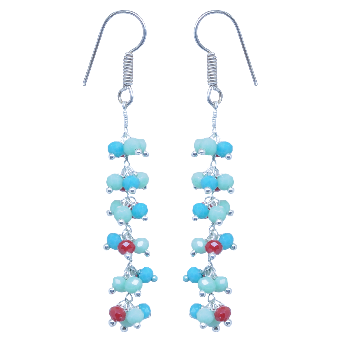 Multicolor Chalcedony Zircon Beads Dangle Drop Style Earrings CE-1134