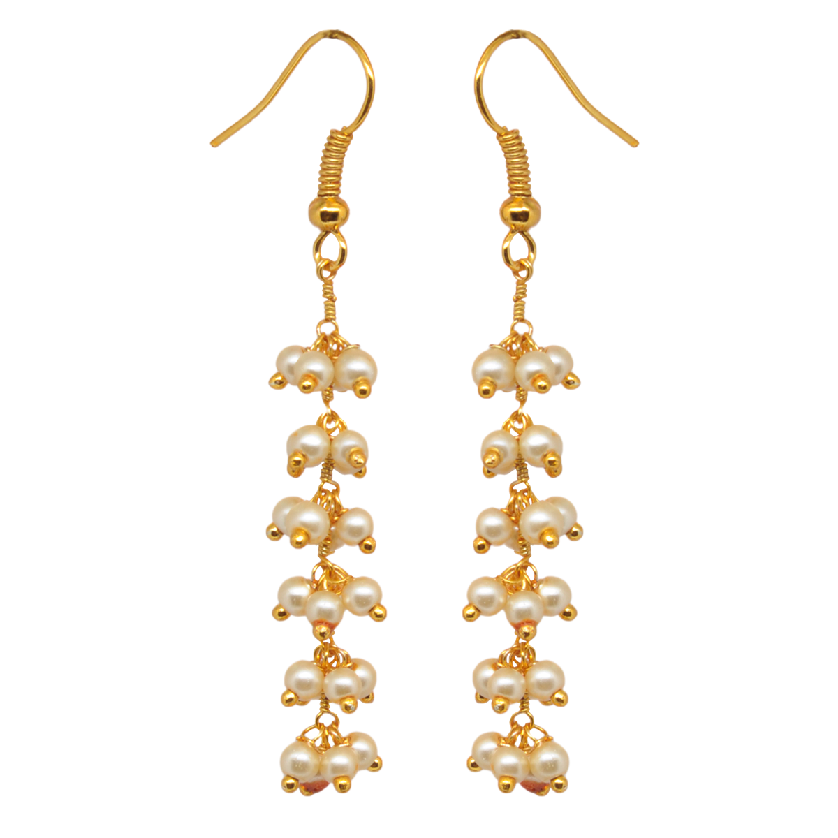 Golden Pearl Beaded Earrings In Yellow Gold Plating CE-1139