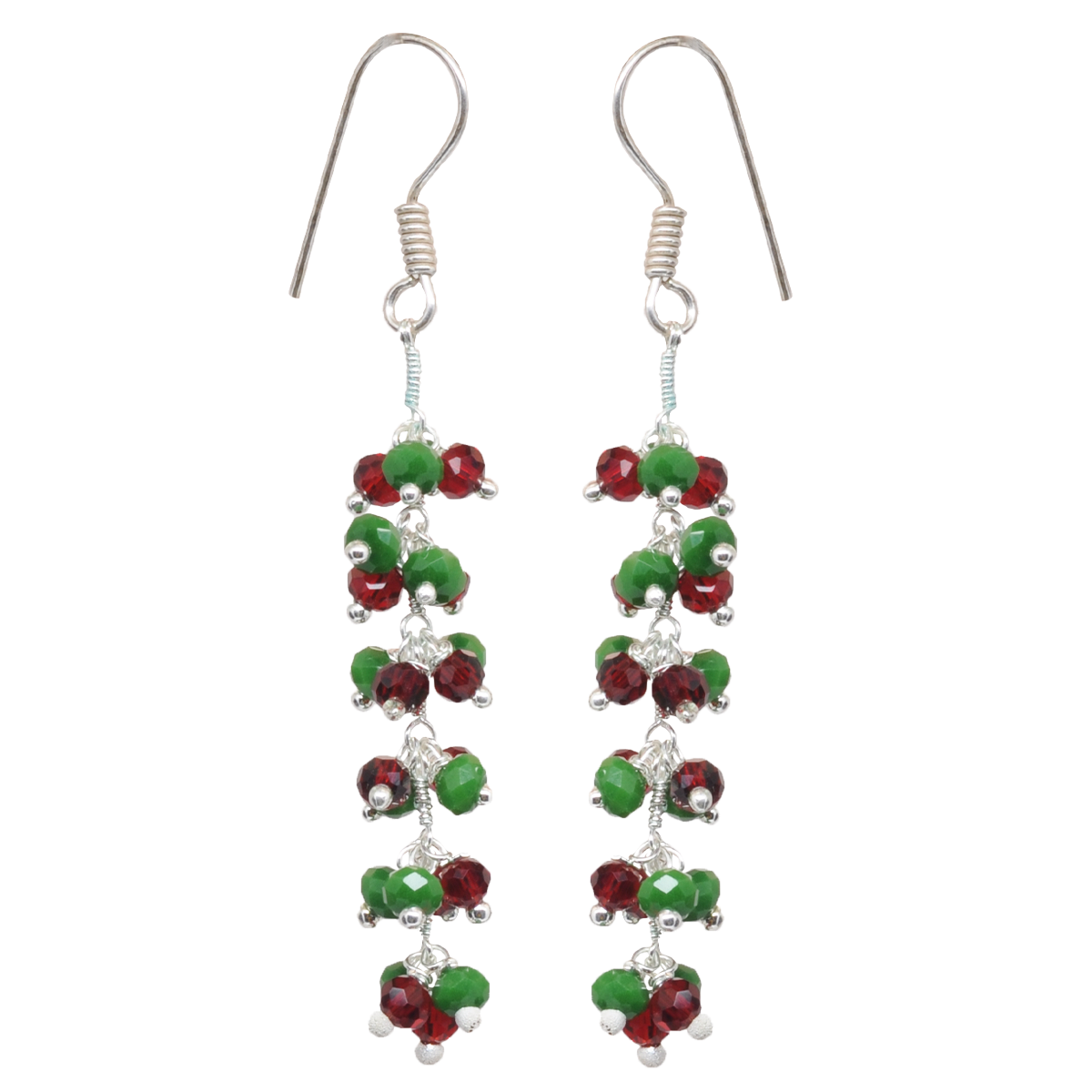 Ruby & Emerald Color Zircon Beads Dangle Drop Style Earrings CE-1141