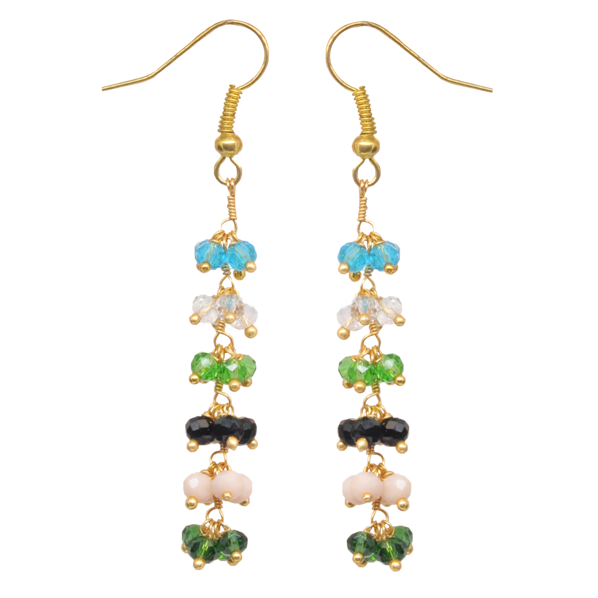 Multi Color Zircon Beads Dangle Drop Style Earrings CE-1142