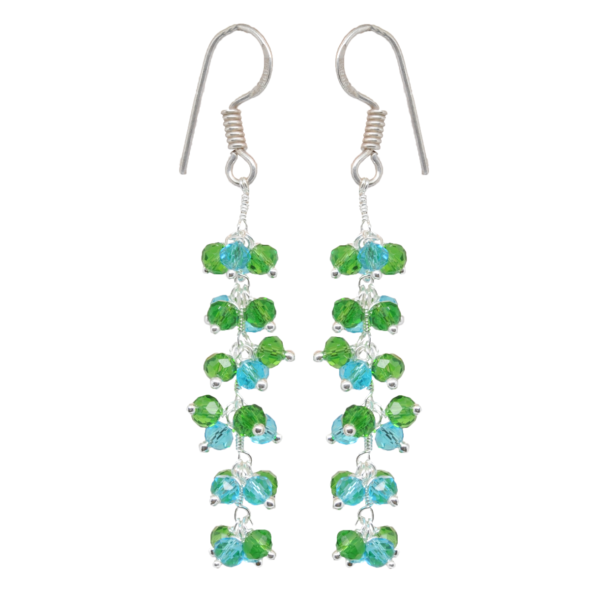 Peridot & Blue Topaz Zircon Beads Dangle Drop Style Earrings CE-1146
