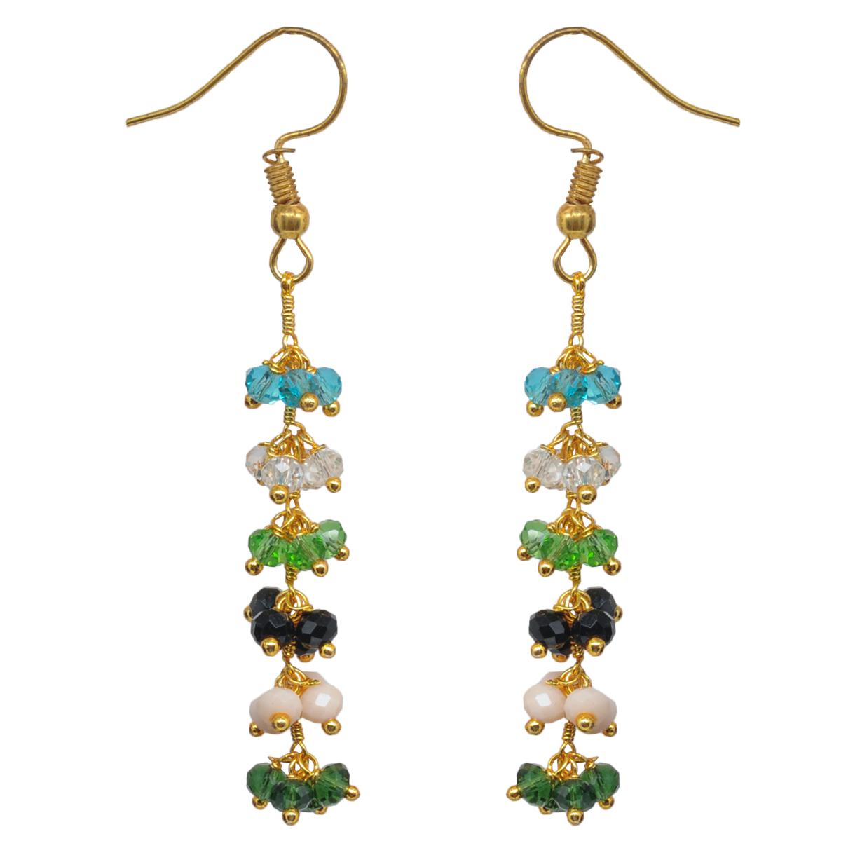 Multi Color Zircon Beads Dangle Drop Style Earrings CE-1149
