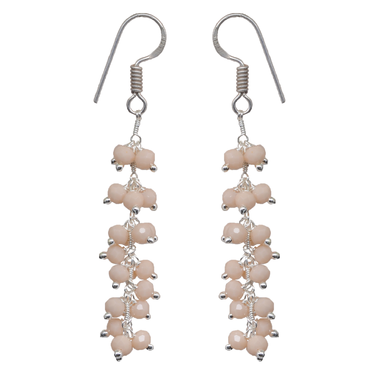Pink Opal Color Zircon Beads Dangle Drop Style Earrings CE-1150