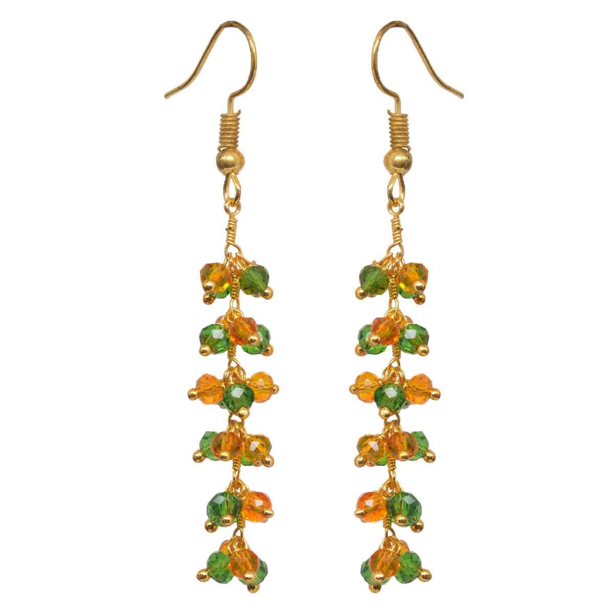 T-Savorite & Citrine Color Zircon Beads Dangle Style Earrings CE-1153
