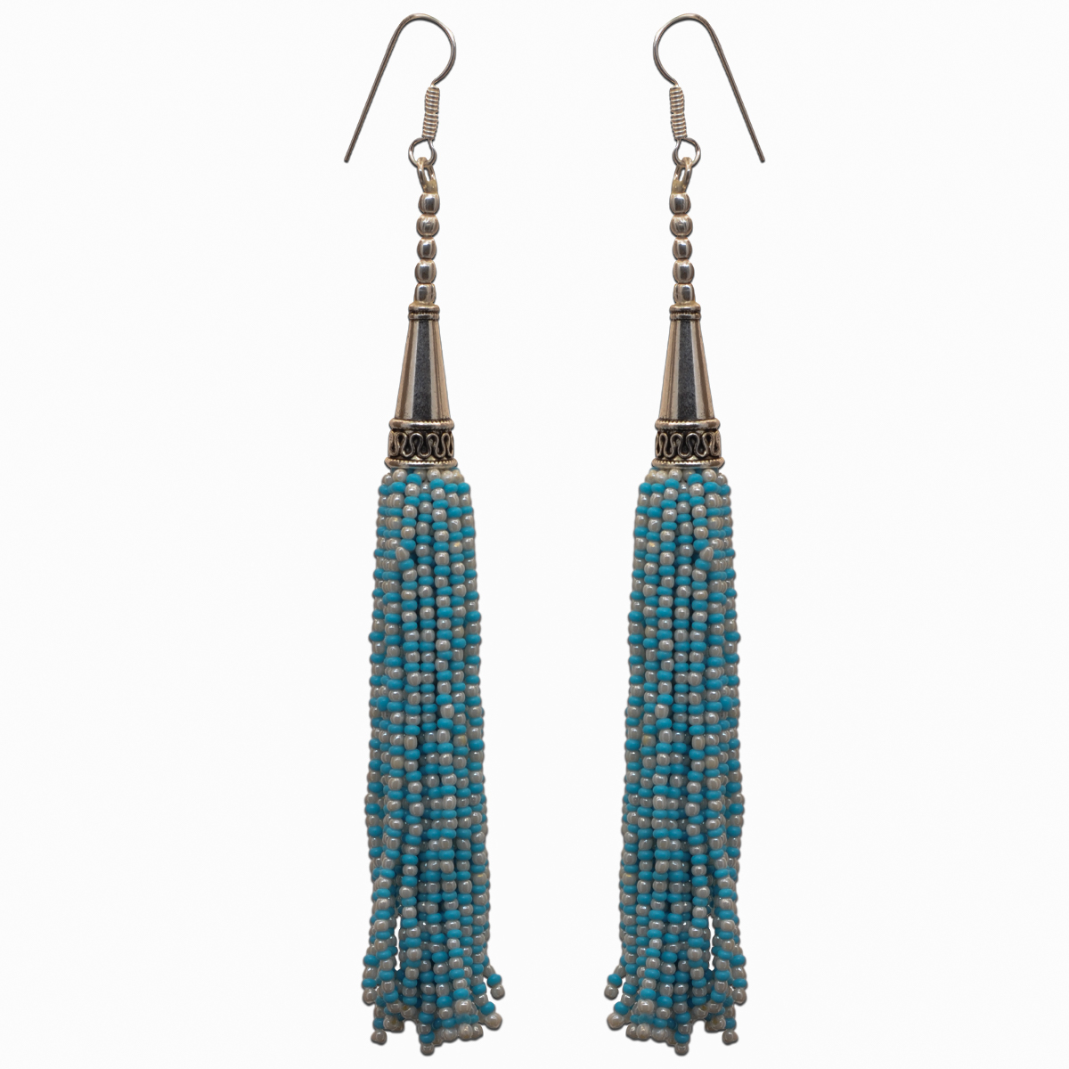 Pearl & Turquoise Color Zircon Beads Dangle Style Earrings CE-1163